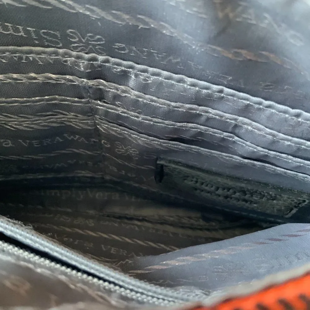 Simply Vera Vera Wang Vegan Leather Rust Orange Grey Snakeskin Print Wristlet